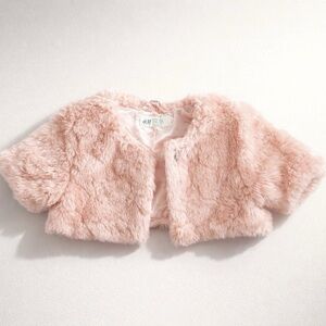 H&M Light Pink Faux Fur Bolero Jacket